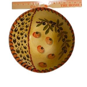 Hand Painted Italian Glazed Clay Bowl Fall Harvest Thanksgiving Decor Yellow